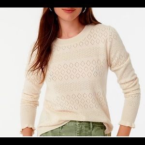 J Crew cashmere pointelle sweater in cream - NWT